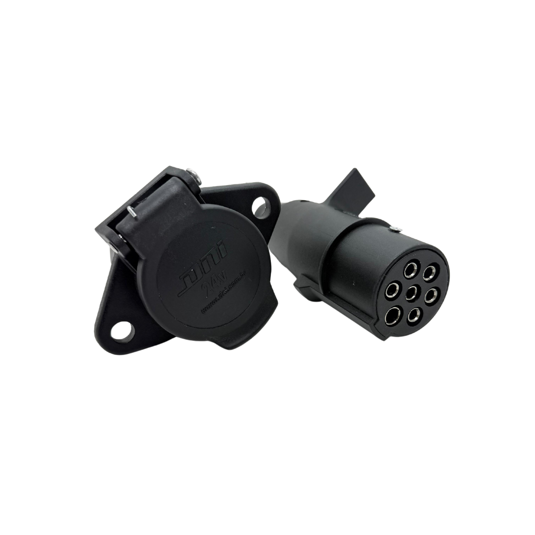 ENCHUFE PARA TRAILER 24V- 7 VIAS PLASTICO JUEGO COMPLETO SIN EXTENSOR-LINEA PESADA