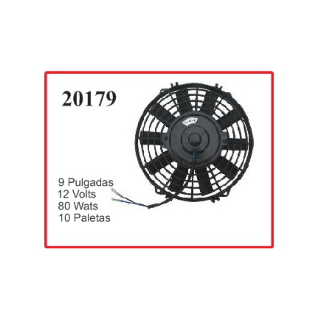 ELECTROVENTILADOR 9P 12V 80W 10 PALETAS CHATO
