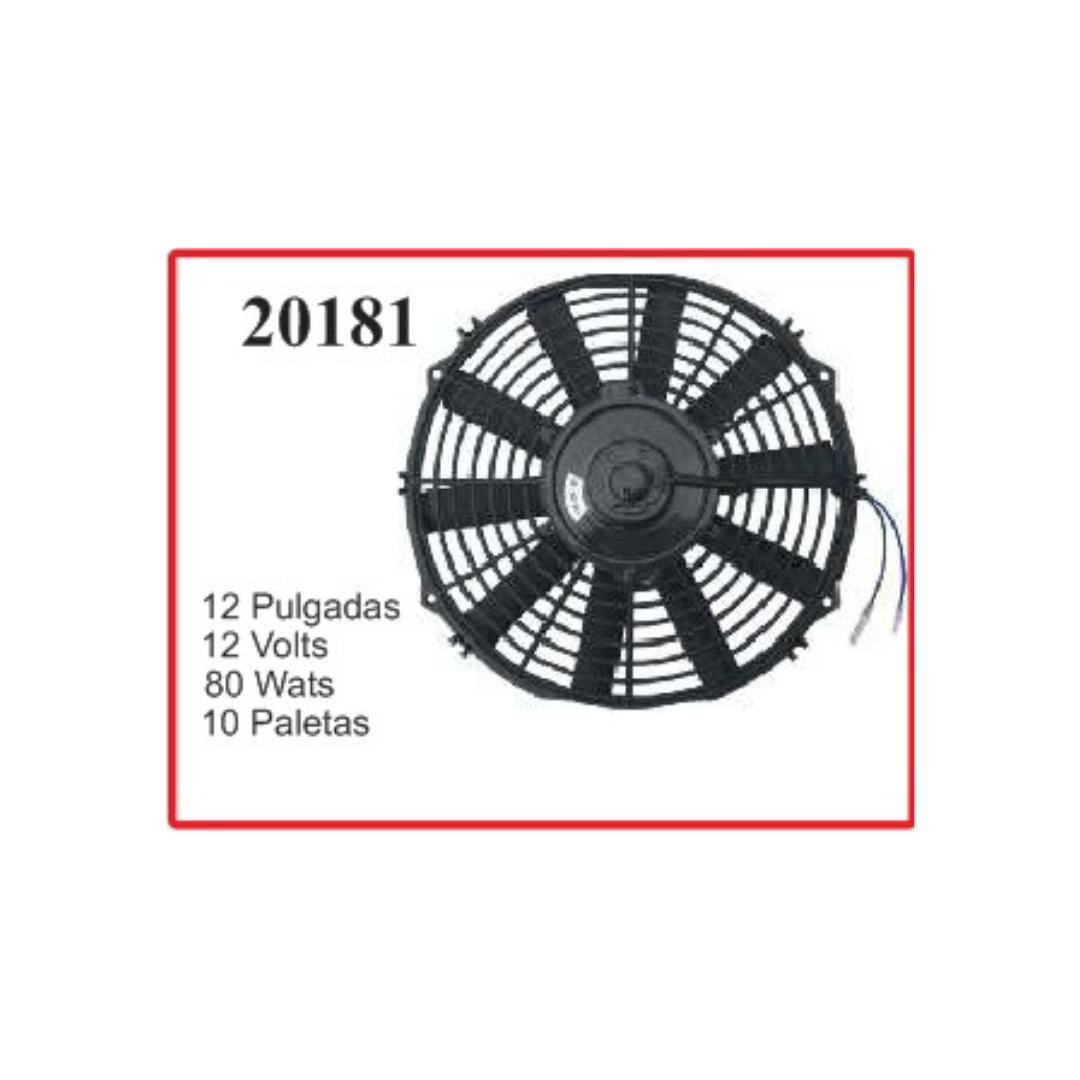 ELECTROVENTILADOR 12P 12V 80W 10 PALETAS CHATO 24V