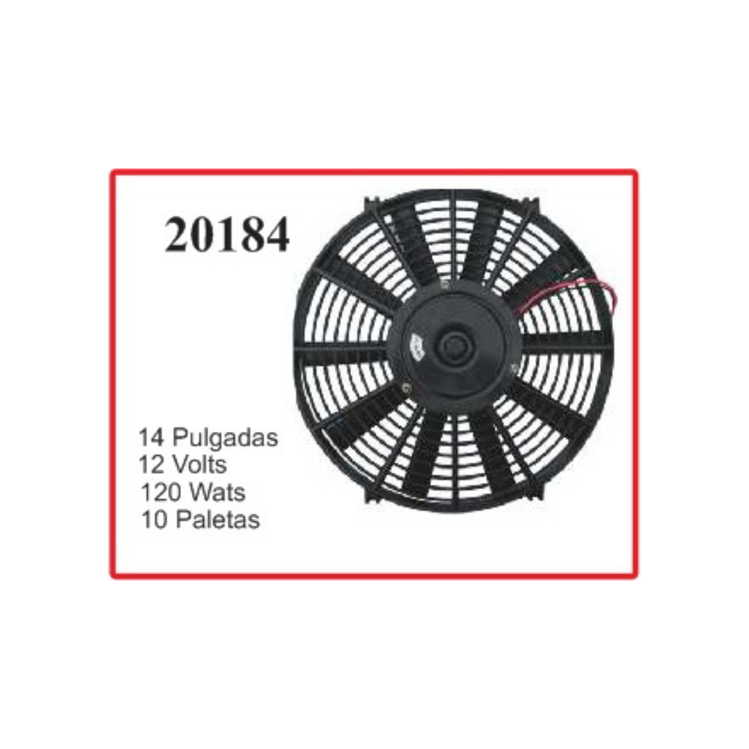 ELECTROVENTILADOR 14P 12V 120W 10 PALETAS CHATO