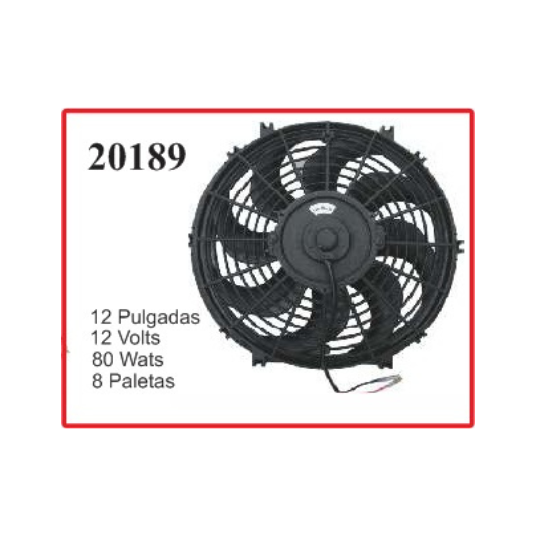 ELECTROVENTILADOR 12P 12V 80W 8 PALETAS CHATO CURVO