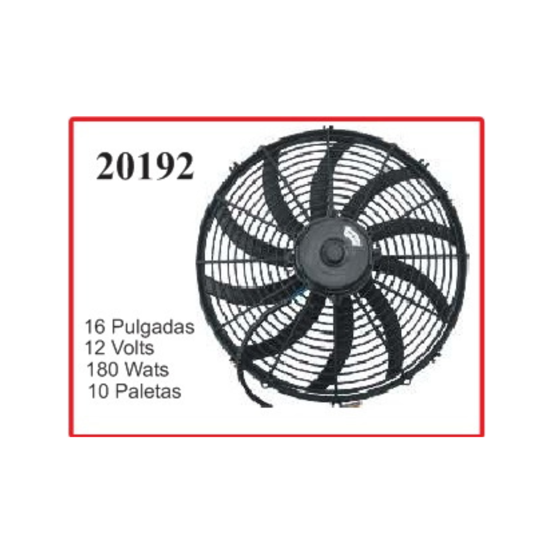 ELECTROVENTILADOR 16P 12V 180W 10 PALETAS CHATO CURVO